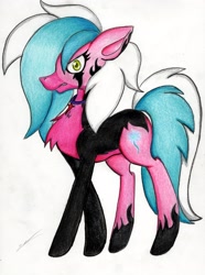 Size: 2455x3293 | Tagged: safe, artist:luxiwind, derpibooru import, oc, oc:mad paint, earth pony, pony, female, mare, solo, traditional art