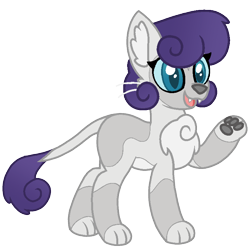 Size: 776x776 | Tagged: safe, artist:sandwichbuns, derpibooru import, oc, oc:yarnball, hybrid, female, interspecies offspring, offspring, parent:capper dapperpaws, parent:rarity, parents:capperity, simple background, solo, transparent background