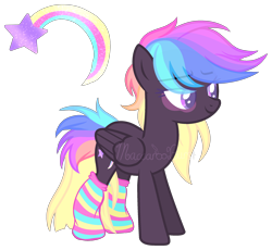 Size: 2430x2234 | Tagged: safe, artist:macaroonburst, derpibooru import, oc, pegasus, pony, clothes, female, mare, simple background, socks, solo, striped socks, transparent background