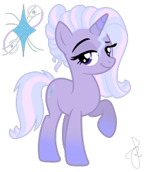 Size: 1326x1524 | Tagged: safe, artist:ilaria122, derpibooru import, oc, oc:shiny, pony, unicorn, female, magical lesbian spawn, next generation, offspring, parent:starlight glimmer, parent:trixie, parents:startrix, simple background, smiling, transparent background