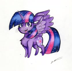 Size: 2145x2105 | Tagged: safe, artist:luxiwind, twilight sparkle, twilight sparkle (alicorn), alicorn, pony, chest fluff, chibi, solo, traditional art