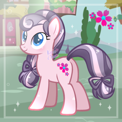 Size: 820x820 | Tagged: safe, artist:krisscheen, derpibooru import, oc, oc only, oc:cherry charm, earth pony, pony, cutie mark, female, mare, smiling, solo, watermark