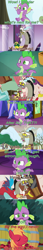 Size: 1154x6735 | Tagged: safe, edit, edited screencap, editor:jdmiles, screencap, big macintosh, discord, spike, draconequus, dragon, pony, best gift ever, discordant harmony, father knows beast, going to seed, the beginning of the end, the big mac question, android 16, annoyed, apple, barrel, book, canterlot castle, claws, clock, clothes, comic, cute, dark crystal, disappointment, discovery family logo, dragonball z abridged, feet, food, glasses, male, male feet, piccolo (dbz), raised eyebrow, reading, reading glasses, sad, screencap comic, smiling, snow, solo, son gohan, spikabetes, sweater, tail, team four star, tree, underfoot, upset, winged spike