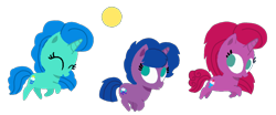 Size: 1920x799 | Tagged: safe, artist:徐詩珮, oc, oc:betty pop, oc:spring legrt, oc:storm lightning, pony, unicorn, my little pony: the movie, ball, base used, female, filly, horn, magical lesbian spawn, next generation, offspring, parent:glitter drops, parent:spring rain, parent:tempest shadow, parents:glittershadow, parents:springdrops, parents:springshadow, parents:springshadowdrops, running, simple background, transparent background