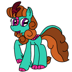 Size: 520x520 | Tagged: safe, artist:徐詩珮, derpibooru import, oc, oc only, oc:miber blaze, kirin, kirin hybrid, magical lesbian spawn, next generation, offspring, parent:autumn blaze, parent:glitter drops, parents:glitterblaze, simple background, white background