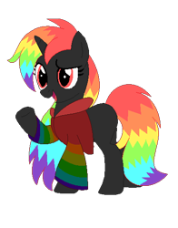 Size: 400x509 | Tagged: safe, artist:achuni, artist:selenaede, derpibooru import, oc, oc only, oc:rainbow reggae, pony, unicorn, base used, clothes, female, hoodie, mare, open mouth, pixel art, rainbow hair, raised hoof, scene kid, simple background, solo, transparent background