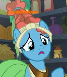 Size: 590x674 | Tagged: safe, derpibooru import, screencap, meadowbrook, a rockhoof and a hard place, cropped, female, mare, medicine, nickelodeon, raised eyebrow, raised hoof, solo