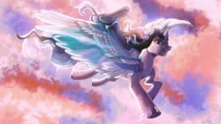 Size: 3840x2160 | Tagged: safe, artist:orfartina, oc, oc only, alicorn, pony, alicorn oc, female, flying, mare, smiling, solo