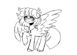 Size: 1717x1238 | Tagged: safe, artist:moon-rose-rosie, oc, oc:celestial moon, pegasus, pony, blushing, embarrassed, female, race swap