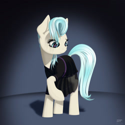 Size: 2550x2550 | Tagged: safe, artist:styroponyworks, derpibooru import, coco pommel, earth pony, pony, alternate hairstyle, black dress, clothes, dress, female, mare, smiling, solo