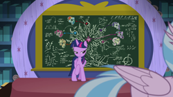 Size: 1920x1080 | Tagged: safe, derpibooru import, screencap, silverstream, twilight sparkle, twilight sparkle (alicorn), alicorn, pony, what lies beneath, chalkboard, dat butt, eyes on the prize, female, looking at something, mare, meme, raised hoof, solo focus