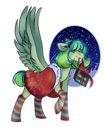 Size: 2776x3408 | Tagged: safe, artist:kazanzh, derpibooru import, oc, oc only, pegasus, pony, clothes, female, mare, mouth hold, present, simple background, socks, solo, striped socks, transparent background