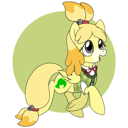 Size: 800x800 | Tagged: safe, artist:perfectpinkwater, derpibooru import, pegasus, pony, animal crossing, animal crossing: new leaf, clothes, female, isabelle, mare, ponified, simple background, super smash bros., super smash bros. ultimate, transparent background