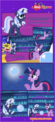 Size: 1919x4225 | Tagged: safe, artist:estories, derpibooru import, twilight sparkle, twilight sparkle (alicorn), oc, oc:silverlay, alicorn, pony, unicorn, comic:a(pple)ffection, comic, female, flower, mare, orb