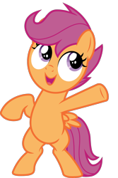 Size: 1250x1872 | Tagged: safe, artist:cloudyglow, artist:parclytaxel, derpibooru import, scootaloo, pegasus, pony, the washouts (episode), .ai available, bipedal, cropped, cute, cutealoo, female, filly, simple background, solo, transparent background, vector