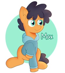 Size: 914x1024 | Tagged: safe, artist:taffyywa, earth pony, pony, camp camp, clothes, hoodie, male, max (camp camp), ponified, smiling, solo