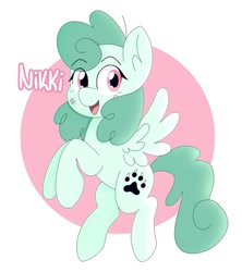 Size: 908x1024 | Tagged: safe, artist:taffyywa, pegasus, pony, camp camp, female, nikki (camp camp), ponified, smiling, wings