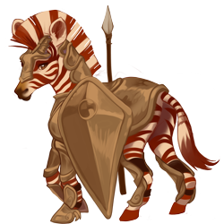 Size: 2408x2408 | Tagged: safe, artist:sitaart, derpibooru import, oc, zebra, armor, dungeons and dragons, guard, pen and paper rpg, ponyfinder, rpg, solo, spear, weapon, zebra oc