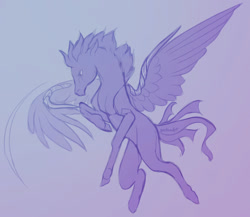 Size: 1280x1111 | Tagged: safe, artist:sitaart, derpibooru import, oc, pegasus, pony, sketch, solo, wingblade