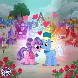 Size: 750x750 | Tagged: safe, petunia petals, sunny skies, pony, rainbow roadtrip, female, gameloft, heart, male, official, petuniasky, shipping, straight