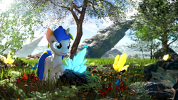 Size: 3840x2160 | Tagged: safe, artist:adorveya, derpibooru import, oc, oc:adorveya, pony, unicorn, 3d, crystal, female, flower, mare, solo