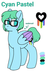 Size: 798x1203 | Tagged: safe, artist:sandwichbuns, derpibooru import, oc, oc:cyan pastel, pegasus, pony, female, glasses, mare, solo