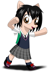 Size: 5500x8000 | Tagged: safe, artist:toonalexsora007, derpibooru import, pony, absurd resolution, clothes, crossover, peni parker, ponified, school uniform, simple background, solo, spider-man: into the spider-verse, transparent background