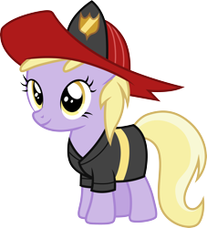 Size: 3000x3311 | Tagged: safe, artist:cloudyglow, derpibooru import, dinky hooves, pony, luna eclipsed, clothes, costume, female, filly, firefighter, foal, nightmare night costume, outfit catalog, simple background, solo, transparent background, vector