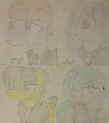 Size: 1465x1655 | Tagged: safe, artist:jaredking179, oc, oc:andy, oc:ivy, oc:john, oc:mike, earth pony, pony, unicorn, female, male, mare, stallion, traditional art