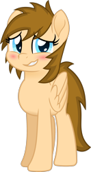 Size: 1492x2808 | Tagged: safe, artist:peahead, derpibooru import, oc, oc only, oc:stellar winds, pegasus, pony, blue eyes, blushing, female, folded wings, looking at you, mare, movie accurate, simple background, smiling, solo, transparent background, vector, wings