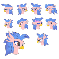 Size: 5000x5000 | Tagged: safe, artist:lunar froxy, derpibooru import, oc, oc only, oc:vivian iolani, classical hippogriff, hippogriff, absurd resolution, blushing, expressions, female, glasses, simple background, solo, transparent background