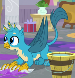 Size: 608x635 | Tagged: safe, screencap, gallus, the hearth's warming club, chest fluff, claws, cropped, cute, gallabetes, male, paws, solo, tail, wings