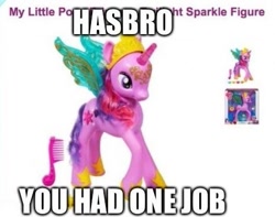 Size: 443x349 | Tagged: safe, twilight sparkle, twilight sparkle (alicorn), alicorn, pony, comb, crown, female, figure, hasbro, hasbro drama, hilarious in hindsight?, jewelry, mare, meme, merchandise, regalia, solo, text, you had one job