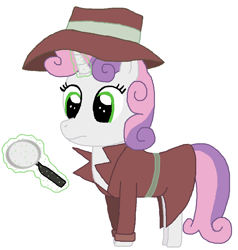 Size: 957x1007 | Tagged: safe, derpibooru import, sweetie belle, decective, ponyville mysteries, simple background, white background