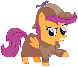 Size: 902x774 | Tagged: safe, derpibooru import, scootaloo, detective, ponyville mysteries, simple background, white background