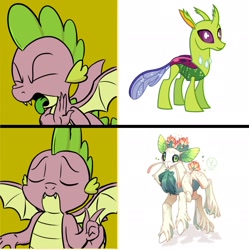 Size: 2044x2052 | Tagged: safe, artist:mlarty, editor:fluttershyisnot adoormat, spike, changeling, fusion, meme, pokémon