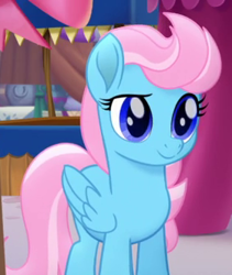 Size: 280x332 | Tagged: safe, screencap, pegasus, pony, my little pony: the movie, background pony, cropped, cute, female, folded wings, mare, raised eyebrow, smiling, solo, wind whistler (g4), wings