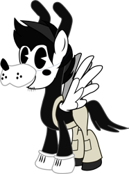 Size: 1882x2526 | Tagged: safe, artist:shadymeadow, oc, oc:vintage toon, pegasus, pony, bendy and the ink machine, boris the wolf, clothes, cosplay, costume, crossover, nightmare night costume