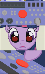 Size: 1080x1769 | Tagged: safe, artist:forgalorga, derpibooru import, editor:apex soundwave, twilight sparkle, alicorn, pony, unicorn, big red button, buttons, female, mare, meme, solo, template, this will not end well