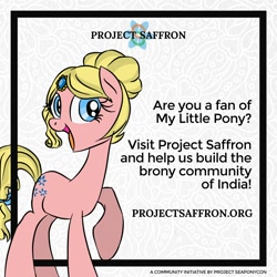 Size: 2000x2000 | Tagged: safe, artist:emositecc, derpibooru import, oc, oc:saffron showers, pony, advertisement, bow, india, it begins, jewel, jewelry, nation ponies, ponified, project saffron, project seaponycon, solo, tail bow