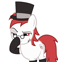 Size: 5000x5287 | Tagged: safe, artist:memely, derpibooru import, oc, oc only, oc:nightly, earth pony, pony, absurd resolution, glimmerposting, hat, meme, saw, simple background, smug, solo, the boopening, top hat, transparent background, vector