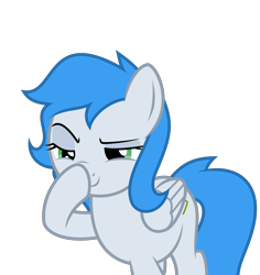 Size: 5000x5287 | Tagged: safe, artist:memely, derpibooru import, oc, oc only, oc:stormerino, pegasus, pony, absurd resolution, boop, glimmerposting, meme, self-boop, simple background, smug, solo, the boopening, transparent background, vector