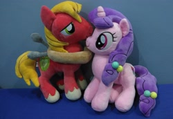 Size: 3300x2268 | Tagged: safe, artist:onlyfactory, derpibooru import, big macintosh, sugar belle, pony, bootleg, female, male, plushie, shipping, straight, sugarmac