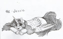 Size: 960x597 | Tagged: safe, artist:69beas, derpibooru import, oc, oc only, oc:jessie feuer, alicorn, alicorn oc, solo, traditional art