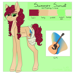 Size: 1000x1000 | Tagged: safe, artist:clarissa0210, derpibooru import, oc, oc:summer sunset, earth pony, pony, amputee, female, mare, reference sheet, solo, stump