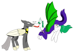 Size: 2728x1930 | Tagged: safe, artist:snake-dipper-pines, bat pony, pony, bat ponified, batman, boop, gay, lego, male, ponified, race swap, shipping, simple background, the joker, the lego batman movie, transparent background
