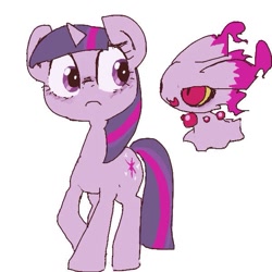 Size: 600x600 | Tagged: safe, artist:ume89s, derpibooru import, twilight sparkle, ghost, pony, crossover, female, frown, mare, misdreavus, pokémon