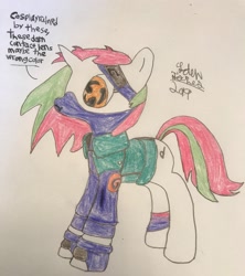 Size: 1819x2048 | Tagged: safe, artist:theanimefanz, oc, oc only, oc:dj fl-@, oc:tenor kidd, pony, alternate hairstyle, bisexual pride flag, clothes, cosplay, costume, kakashi hatake, naruto, pride