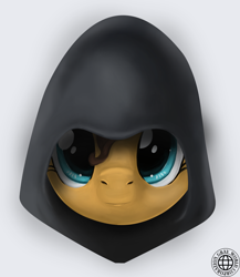 Size: 1110x1277 | Tagged: source needed, safe, artist:grayworldcorporation, derpibooru import, oc, oc only, pony, bust, female, hood, looking at you, mare, portrait, solo