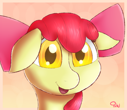 Size: 1500x1300 | Tagged: safe, artist:ponyxwright, derpibooru import, apple bloom, pony, abstract background, bow, solo